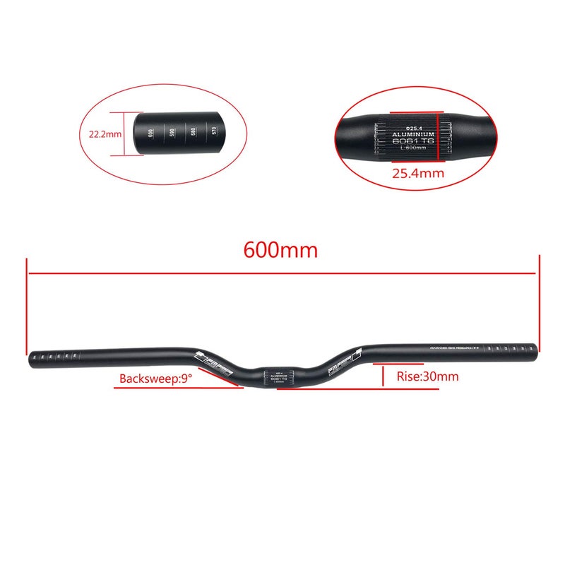 BNVB 25.4mm Lightweight Aluminum Alloy MTB Bike Handlebar Cycling Bicycle Riser/Flat Bar 600mm Long for Mountain Bike - Image 2